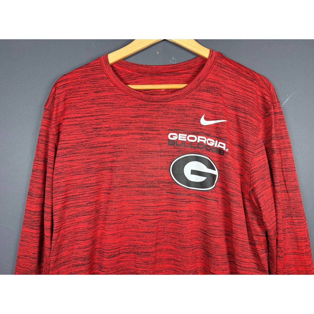 Nike Georgia Bulldogs Mens Large Red Space Dye Long Sleeve Performance Shirt